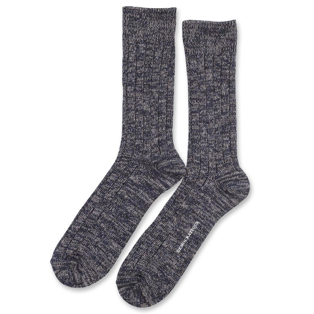 Relax Heavy Rib Supermelange Navy Melange - Light Grey Melange - Charcoal Melange - Democratique Socks