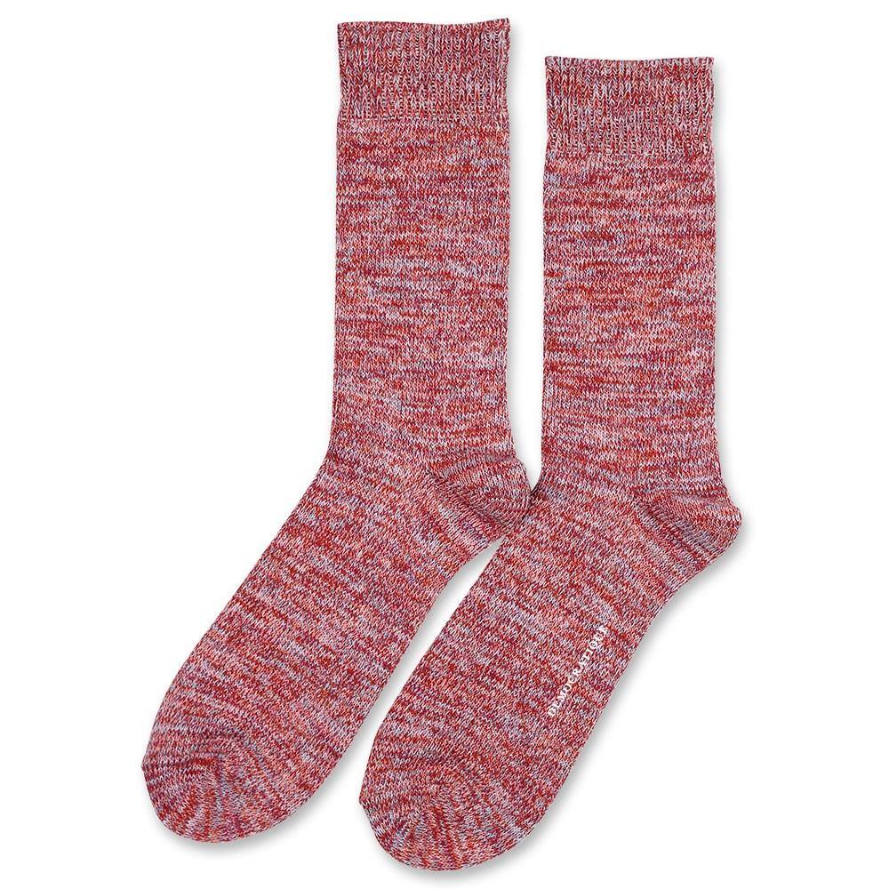 Relax Chunky Flat Knit Supermelange Red Wine - Pale Skin - Burnt Rust - Palm Springs Blue - Democratique Socks