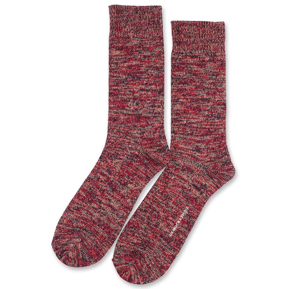 Relax Chunky Flat Knit Supermelange Navy - Pearl Red - Casual Sand - Democratique Socks