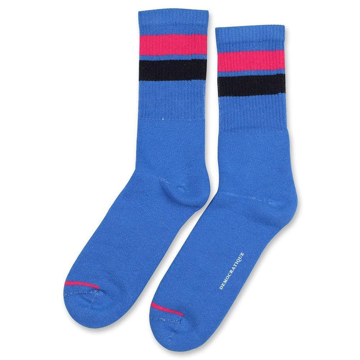 Athletique Classique Stripes Adams Blue - Purplish Pink - Navy - Democratique Socks