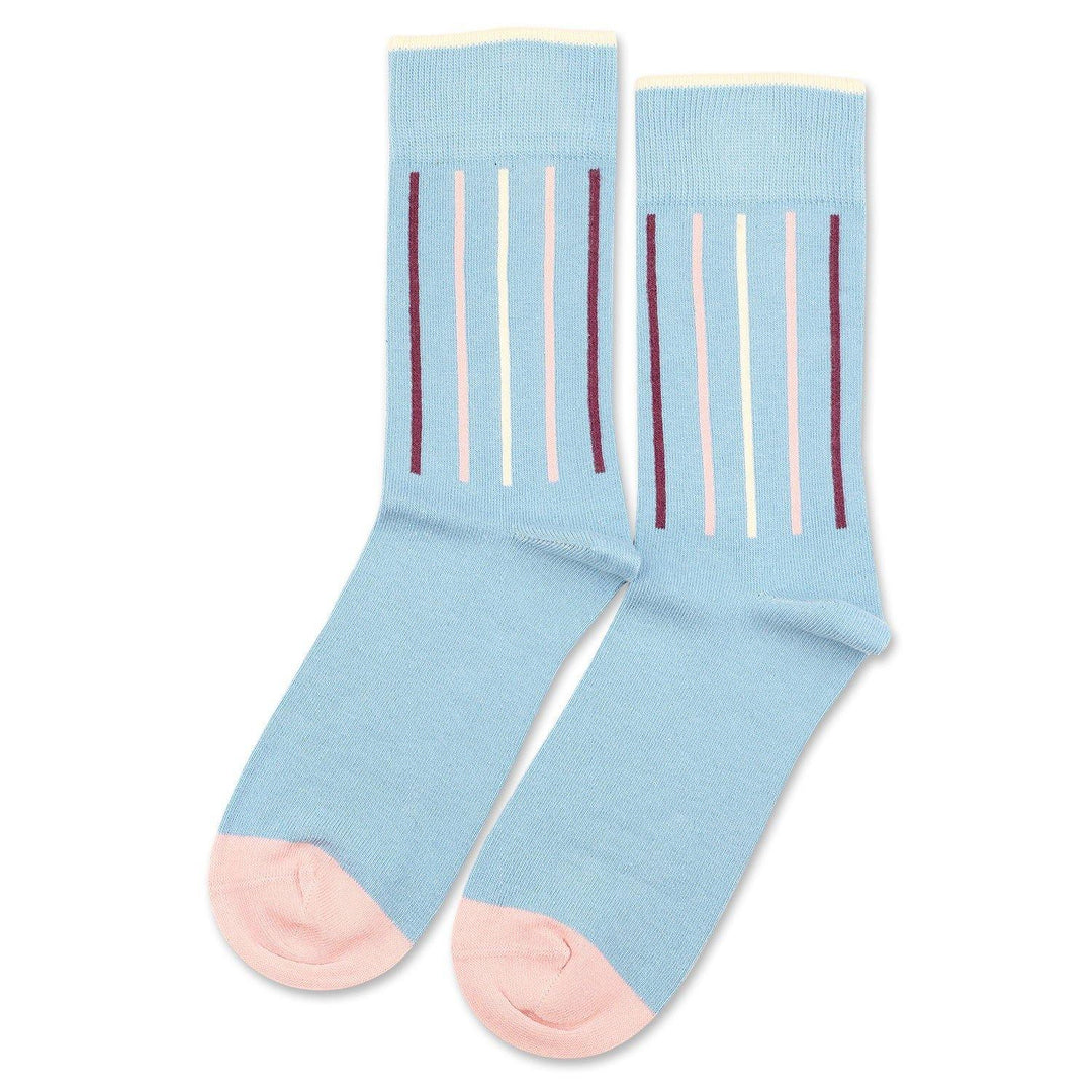 Democratique Socks Originals Latitude Striped Palm Springs Blue / Off White / Pale Pink / Heavy Plum - Democratique Socks