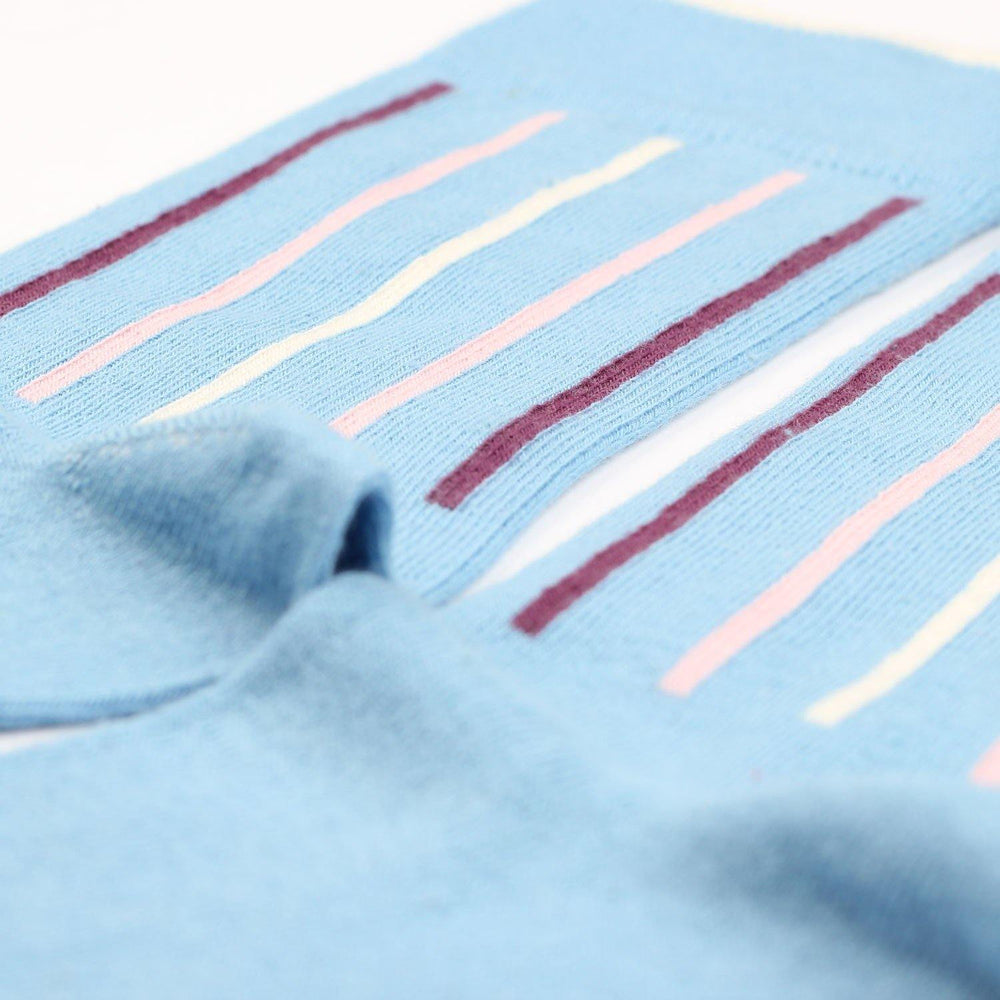 Democratique Socks Originals Latitude Striped Palm Springs Blue / Off White / Pale Pink / Heavy Plum - Democratique Socks