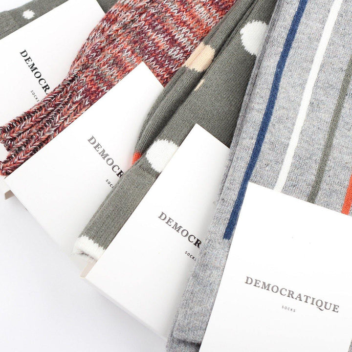 Democratique Socks Originals DotCom Army - Dusty Orange - Dark Ocean Blue - Off White - Dark Sand - Democratique Socks