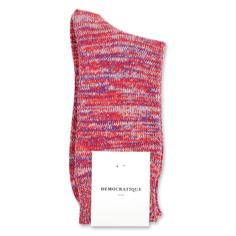 Democratique Socks Relax Chunky Flat Knit Supermelange Pearl Red - Purple Rain - Off White - Orange County - Democratique Socks