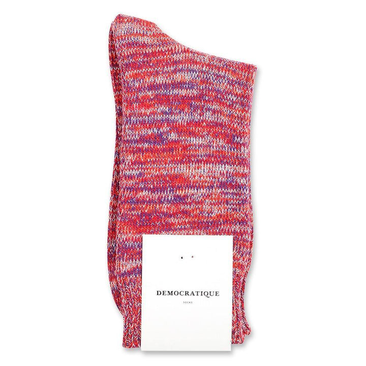 Democratique Socks Relax Chunky Flat Knit Supermelange Pearl Red - Purple Rain - Off White - Orange County - Democratique Socks