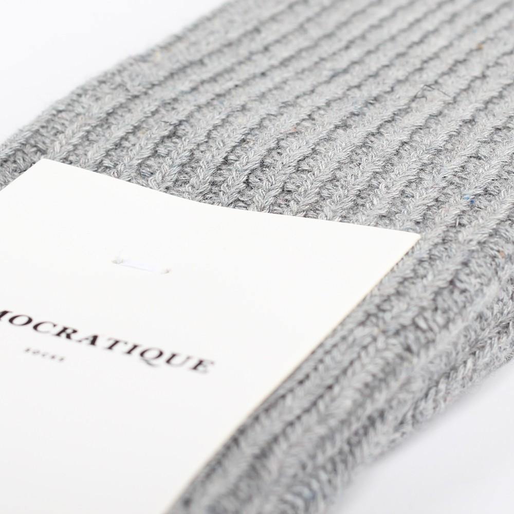 Democratique Socks Relax Waffle Knit Supermelange Light Grey Melange - Democratique Socks