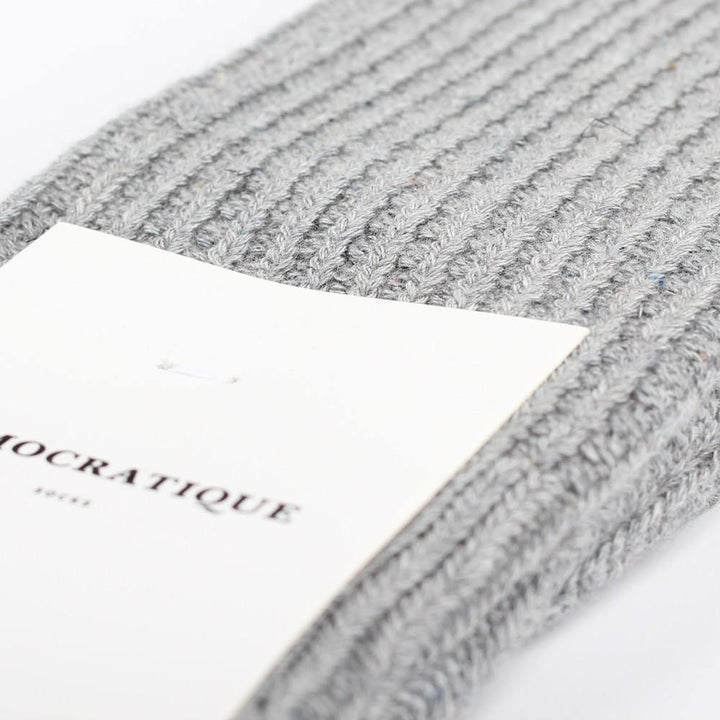 Democratique Socks Relax Waffle Knit Supermelange Light Grey Melange - Democratique Socks