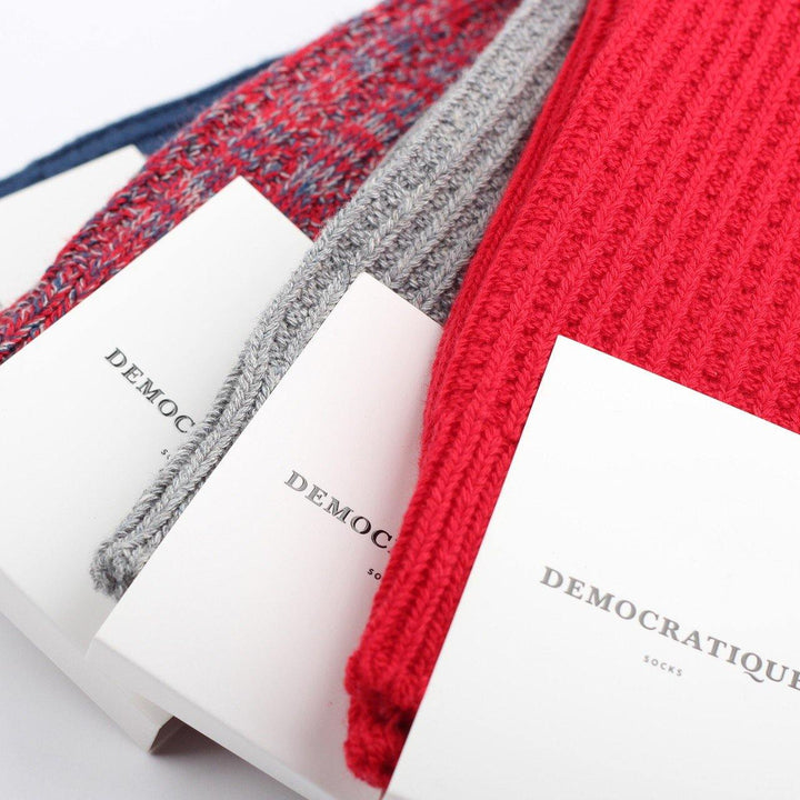 Democratique Socks Relax Waffle Knit Supermelange Light Grey Melange - Democratique Socks