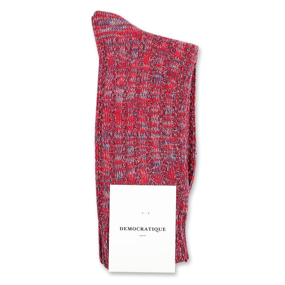 Democratique Socks Relax Schooner Knit Supermelange Pearl Red - Dark Ocean Blue - Light Grey Melange - Democratique Socks