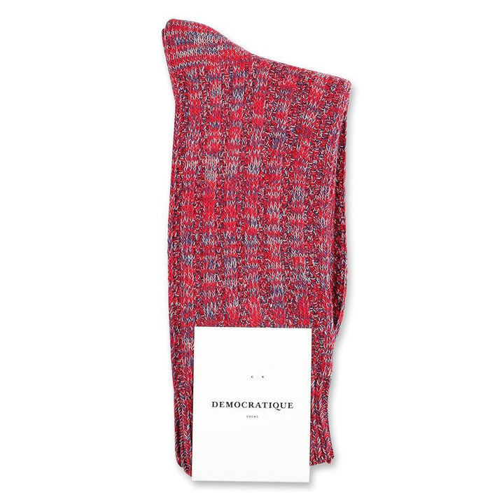 Democratique Socks Relax Schooner Knit Supermelange Pearl Red - Dark Ocean Blue - Light Grey Melange - Democratique Socks