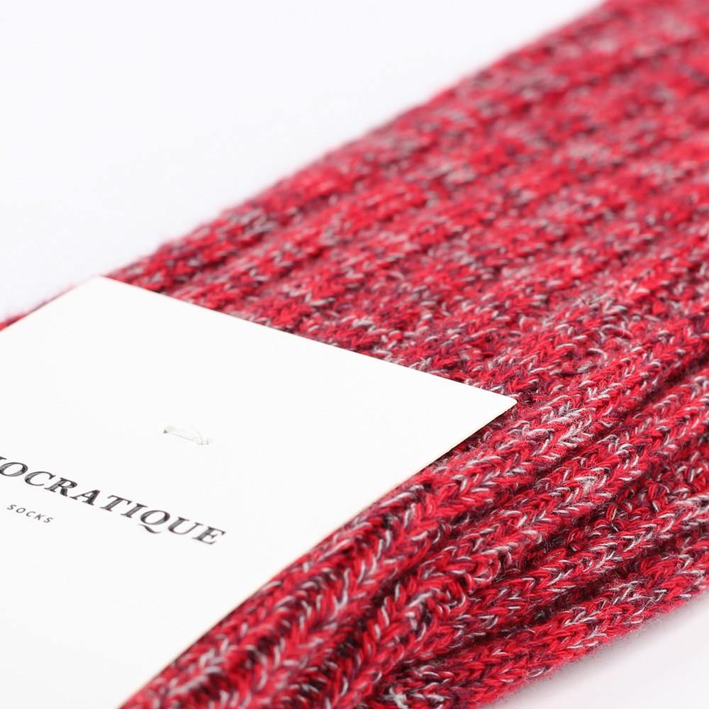 Democratique Socks Relax Schooner Knit Supermelange Pearl Red - Dark Ocean Blue - Light Grey Melange - Democratique Socks