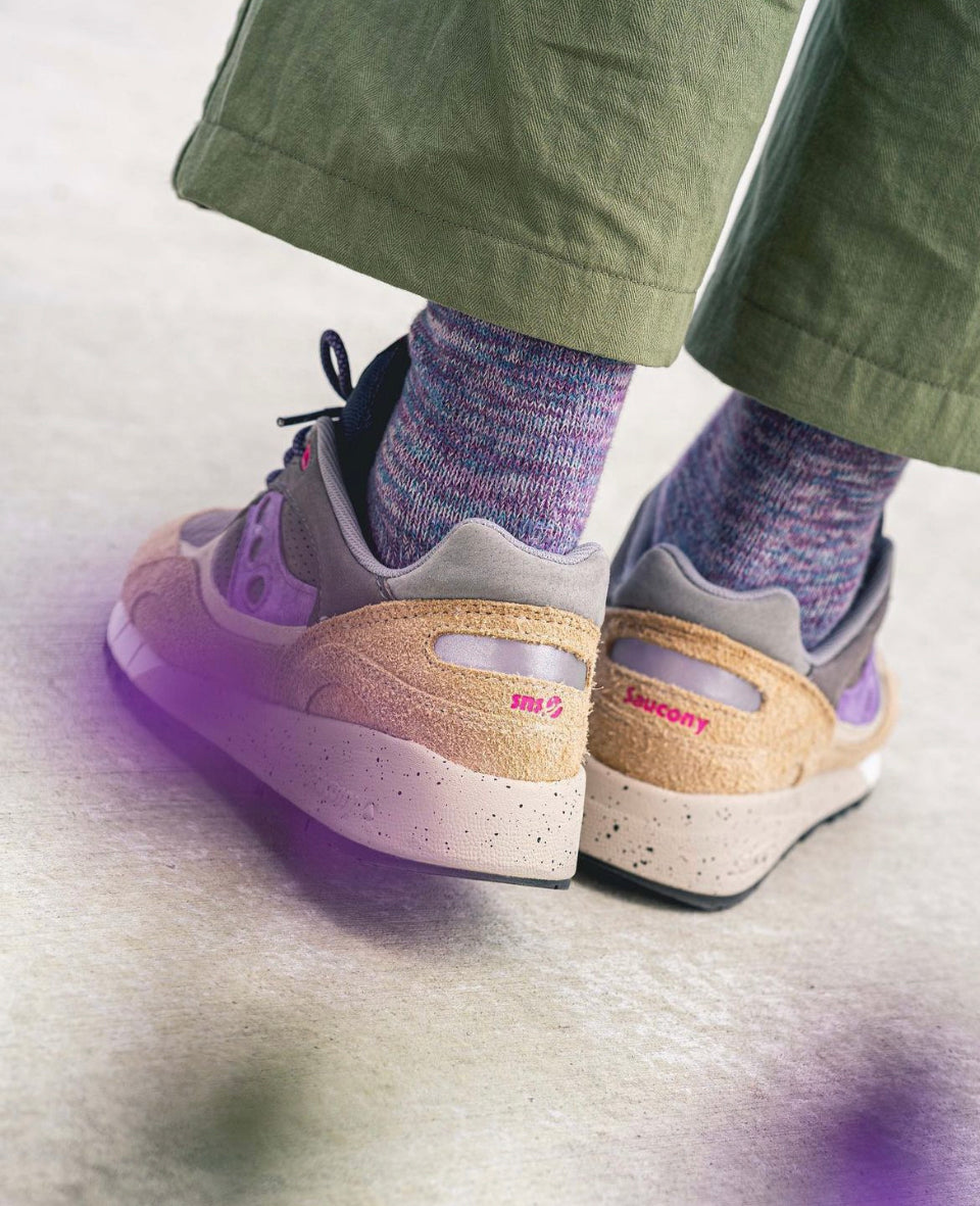 Democratique Socks Relax Chunky Flat Knit Supermelange Organic Cotton Irr - Wild Berry - Off White - Clear Purple - Petroleum Blue - Democratique Socks