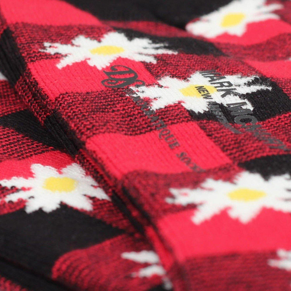 Mark McNairy x Democratique Socks Buffalo Daisy Spring Red - Democratique Socks