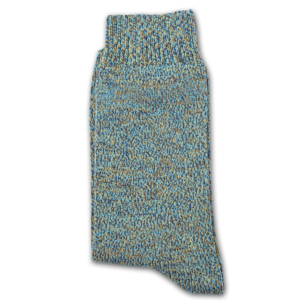 Democratique Socks RELAX DIAMOND KNIT SUPERMELANGE Heavy Mint / Curry Masala / Navy / Henri Blue - Democratique Socks