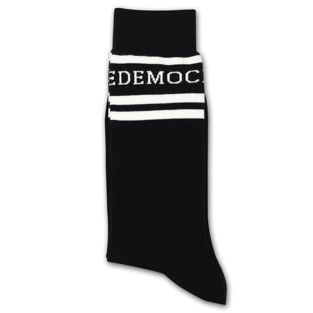 ORIGINALS LONG STRIPES LOGO Black / Broken White Democratique Socks - Democratique Socks
