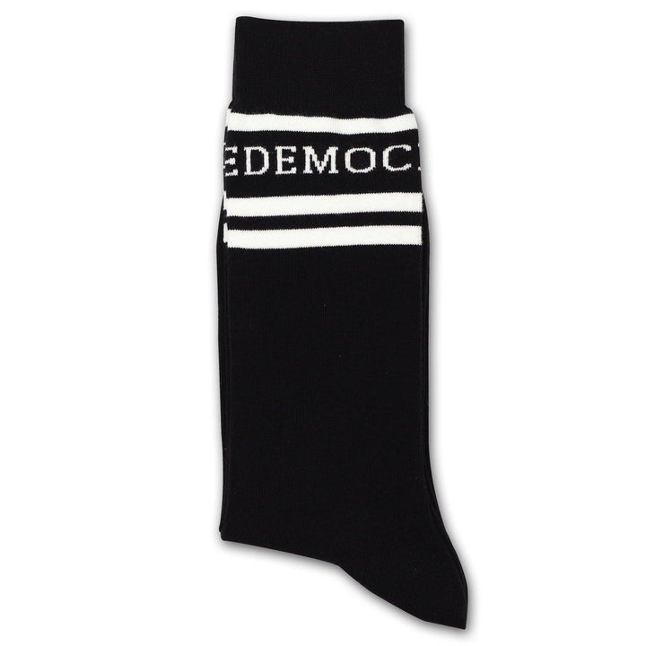 ORIGINALS LONG STRIPES LOGO Black / Broken White Democratique Socks - Democratique Socks