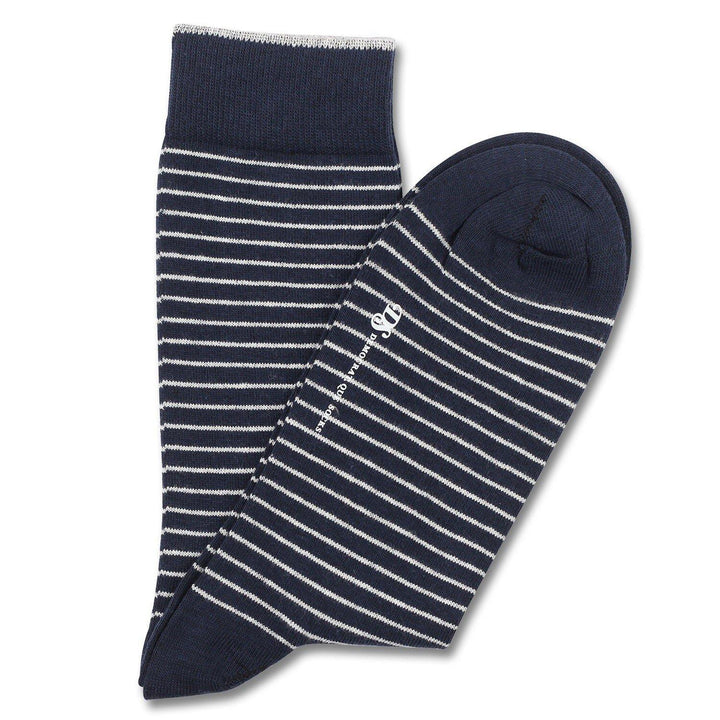 ORIGINALS MINI STRIPER Navy / Broken White Democratique Socks - Democratique Socks
