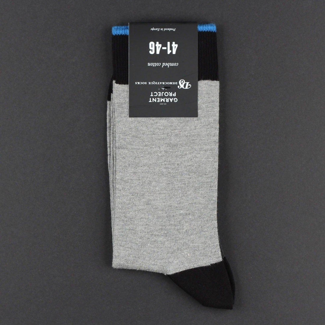 Garment Project x Democratique Socks Double Block Light Grey Melange / Charcoal Melange / Black / Henri Blue - Democratique Socks