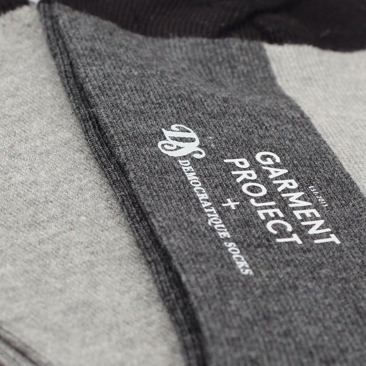 Garment Project x Democratique Socks Double Block Light Grey Melange / Charcoal Melange / Black / Henri Blue - Democratique Socks