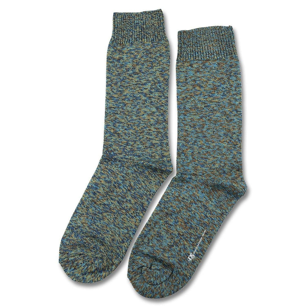 Democratique Socks RELAX DIAMOND KNIT SUPERMELANGE Heavy Mint / Curry Masala / Navy / Henri Blue - Democratique Socks