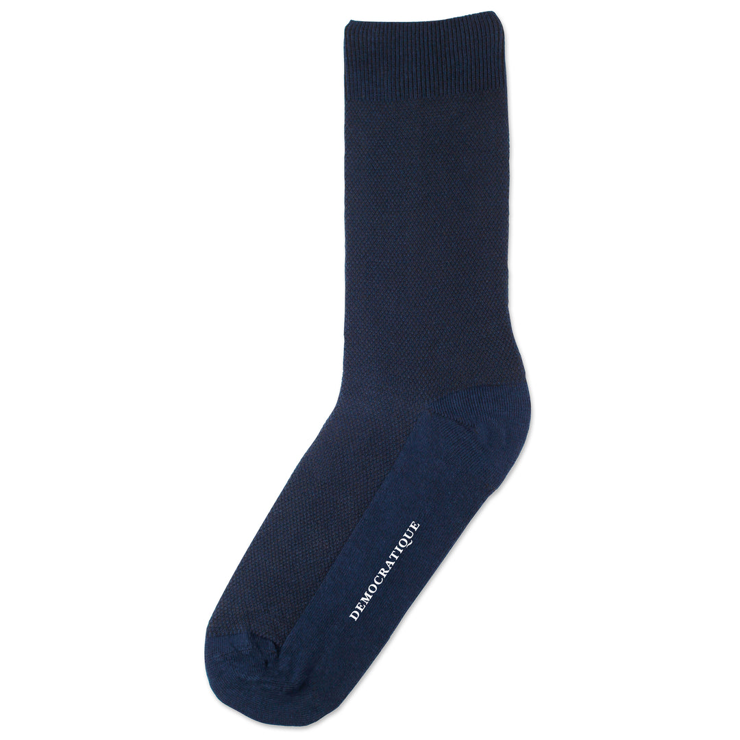 Originals Champagne Pique Organic Cotton Navy - Democratique Socks