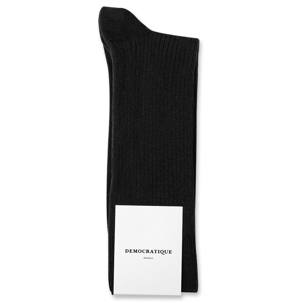 Originals Fine Rib Organic Cotton Black - Democratique Socks