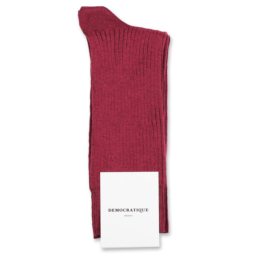 Democratique Socks Originals Fine Rib Organic Cotton Red Wine - Democratique Socks
