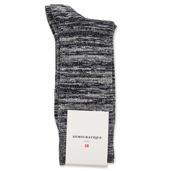 Democratique Socks Originals Fine Rib Blur Organic Cotton Navy / Off White - Democratique Socks