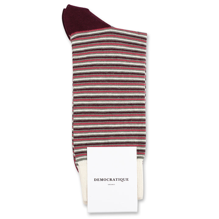 Democratique Socks Originals Ultralight Stripes Organic Cotton Army / Heavy Rosso / Light Rosso / Red Wine / Off White - Democratique Socks