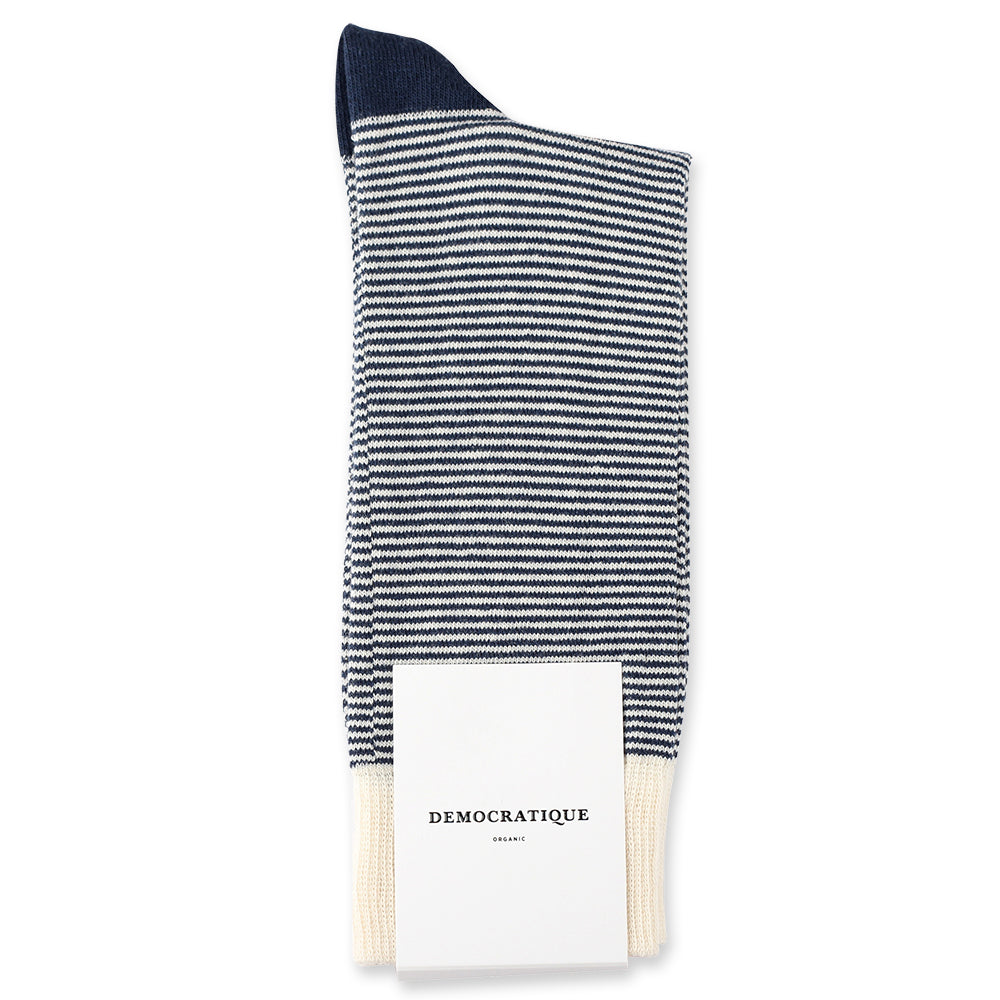 Originals Ultralight Stripes Organic Cotton Navy / Off White - Democratique Socks