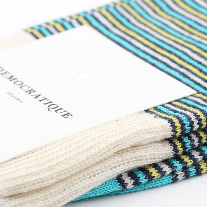 Democratique Socks Originals Ultralight Stripes Organic Cotton Navy / Yellow Sun / Swimmingpool / Off White - Democratique Socks