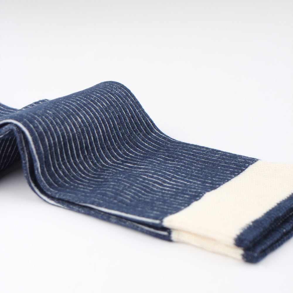 Democratique Socks Originals Full Latitude Stripes Organic Cotton Off White - Navy - Democratique Socks