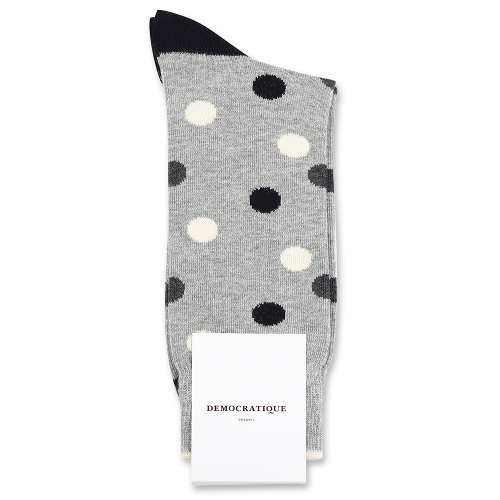 Democratique Socks Originals DotCom Organic Cotton Light Grey Melange / Charcoal Melange / Off White / Black - Democratique Socks