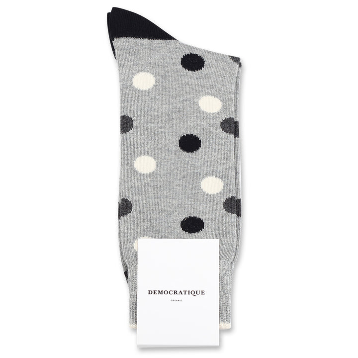 Democratique Socks Originals DotCom Organic Cotton Light Grey Melange / Charcoal Melange / Off White / Black - Democratique Socks