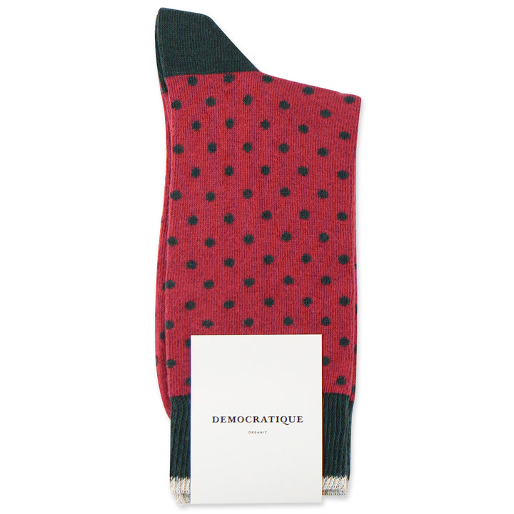 Democratique Socks Originals Polkadot Organic Cotton Light Rosso - Forrest Green - Off White - Democratique Socks
