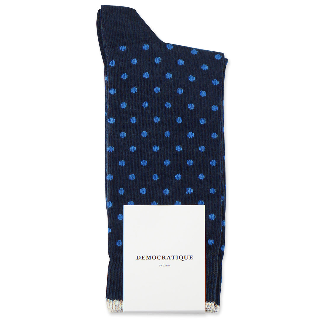 Democratique Socks Originals Polkadot Organic Cotton Navy - Adams Blue - Off White - Democratique Socks