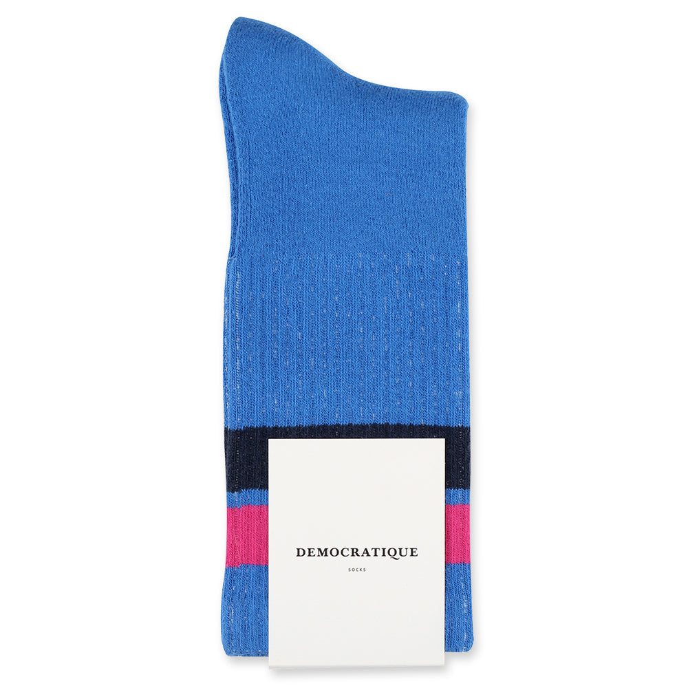 Athletique Classique Stripes Adams Blue / Purplish Pink / Navy - Democratique Socks
