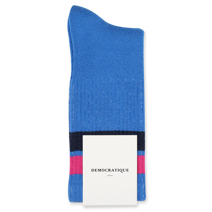 Athletique Classique Stripes Adams Blue / Purplish Pink / Navy - Democratique Socks