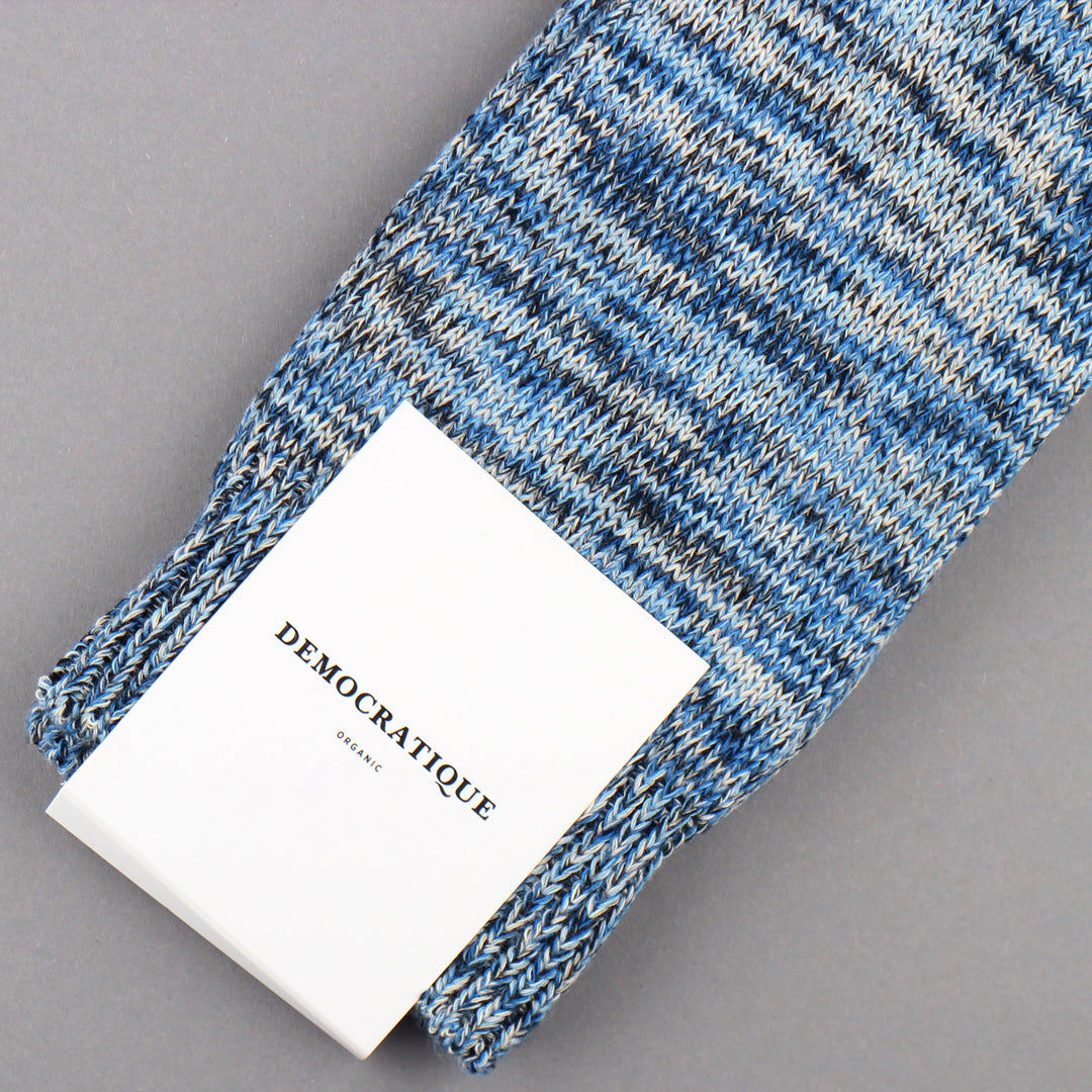 Democratique Socks Relax Chunky Flat Knit Supermelange Organic Cotton Adams Blue - Off White - Navy - Beige - Palm Springs Blue - Democratique Socks