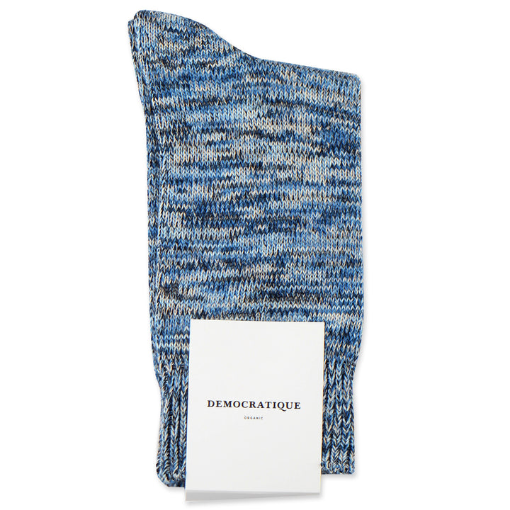 Democratique Socks Relax Chunky Flat Knit Supermelange Organic Cotton Adams Blue - Off White - Navy - Beige - Palm Springs Blue - Democratique Socks