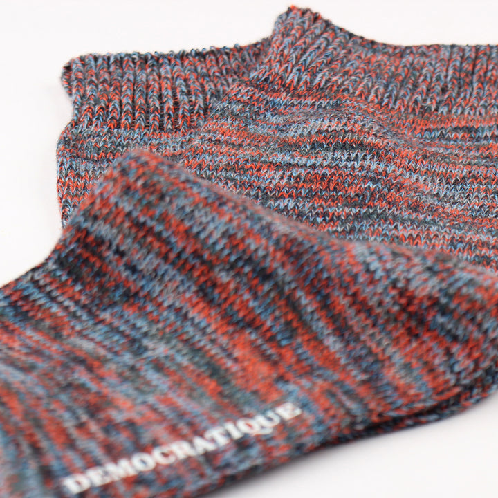 Democratique Socks Relax Chunky Flat Knit Supermelange Organic Cotton Forrest Green - Okker Orange - Stone - Navy - Palm Springs Blue - Democratique Socks