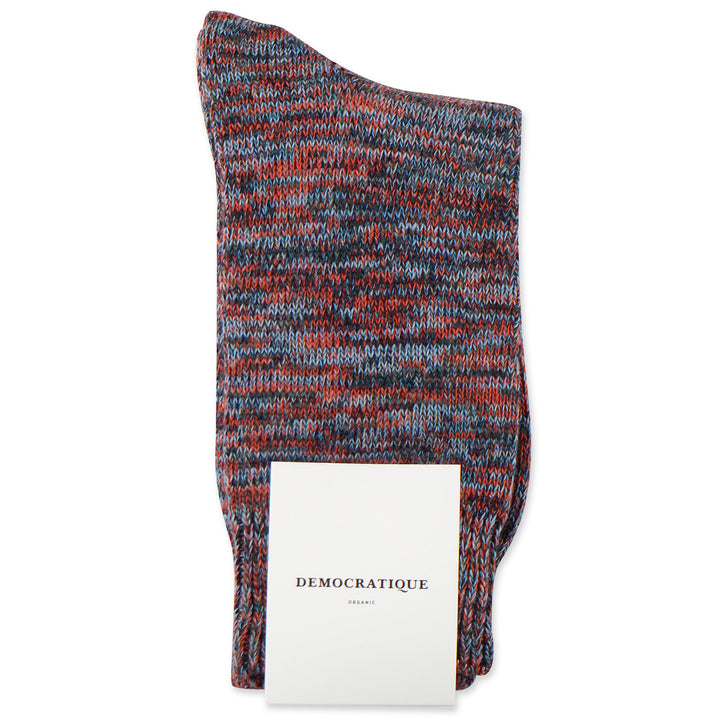 Democratique Socks Relax Chunky Flat Knit Supermelange Organic Cotton Forrest Green - Okker Orange - Stone - Navy - Palm Springs Blue - Democratique Socks