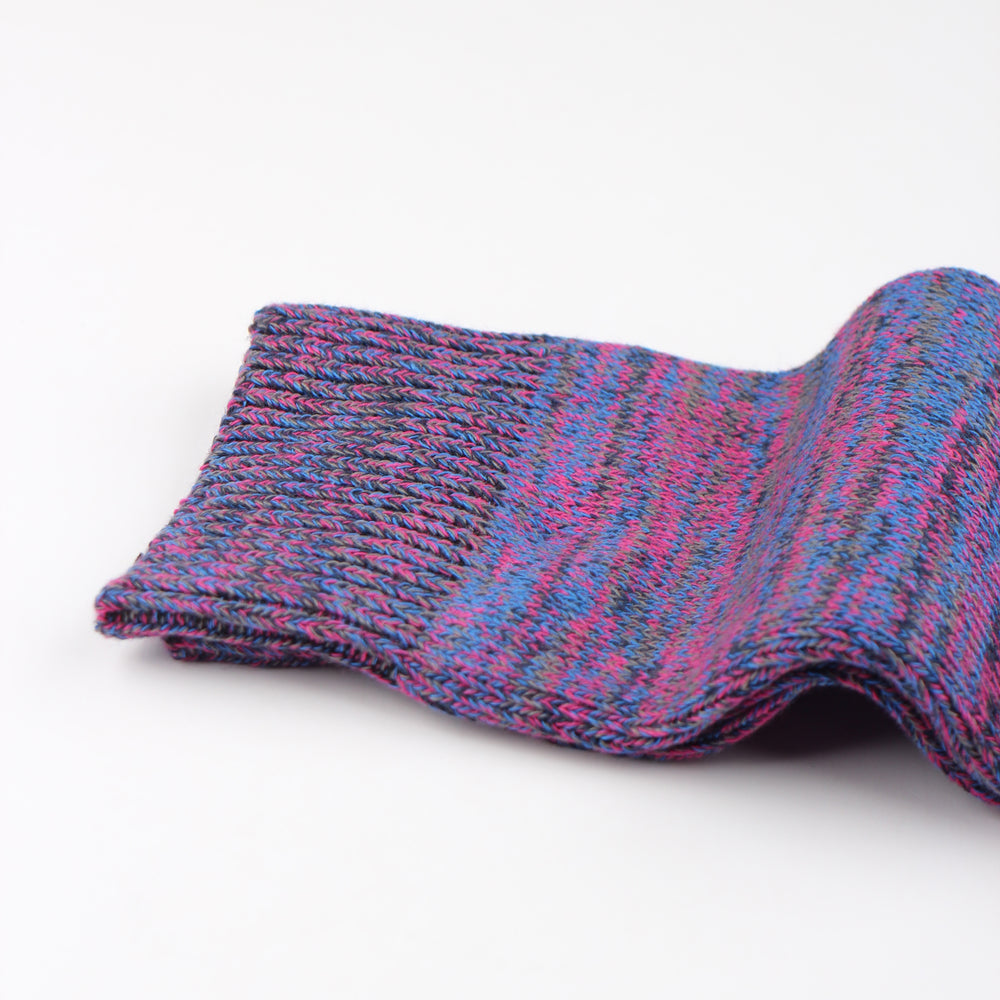 Democratique Socks Relax Chunky Flat Knit Supermelange Adams Blue - Purplish Pink - Navy - Warm Grey - Democratique Socks