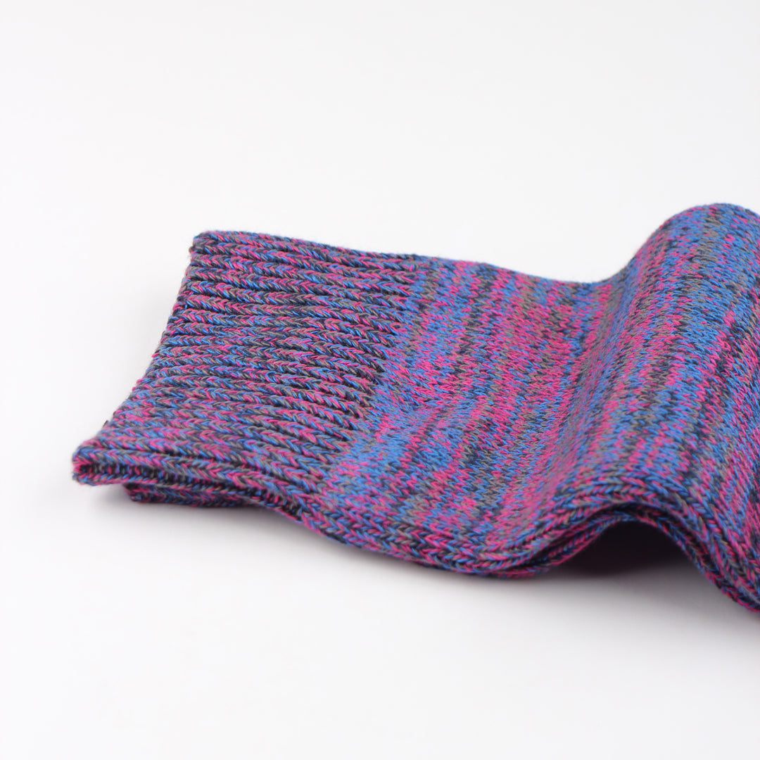 Democratique Socks Relax Chunky Flat Knit Supermelange Adams Blue - Purplish Pink - Navy - Warm Grey - Democratique Socks