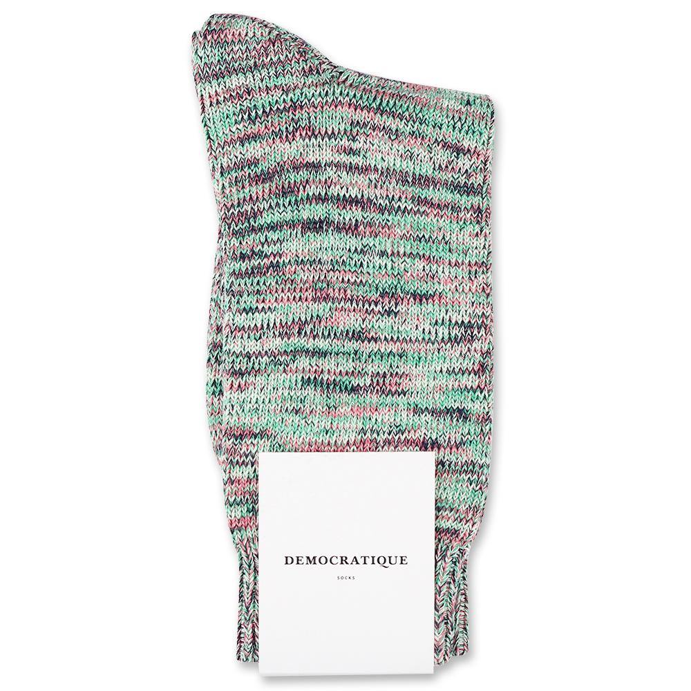 Democratique Socks Relax Chunky Flat Knit Supermelange Greenday / Pale Green / Navy / Watermelon / Off White - Democratique Socks