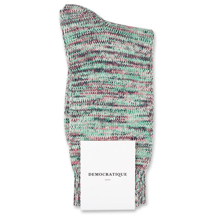 Democratique Socks Relax Chunky Flat Knit Supermelange Greenday / Pale Green / Navy / Watermelon / Off White - Democratique Socks