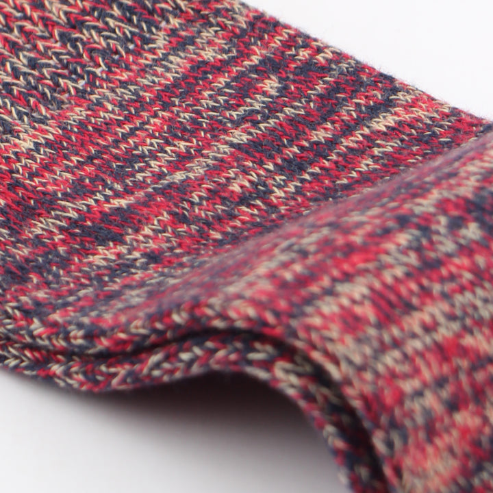 Democratique Socks Relax Chunky Flat Knit Supermelange Navy - Pearl Red - Casual Sand - Democratique Socks