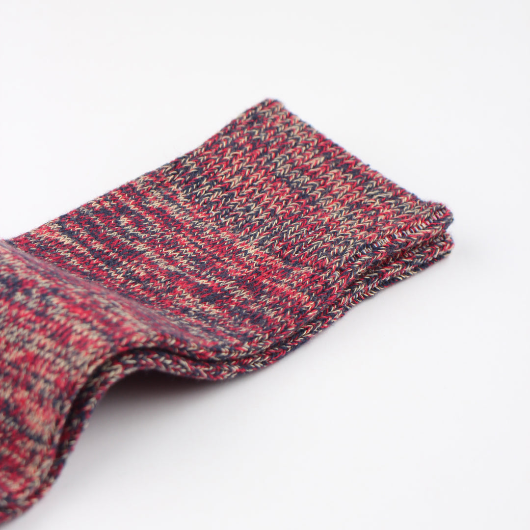 Democratique Socks Relax Chunky Flat Knit Supermelange Navy - Pearl Red - Casual Sand - Democratique Socks