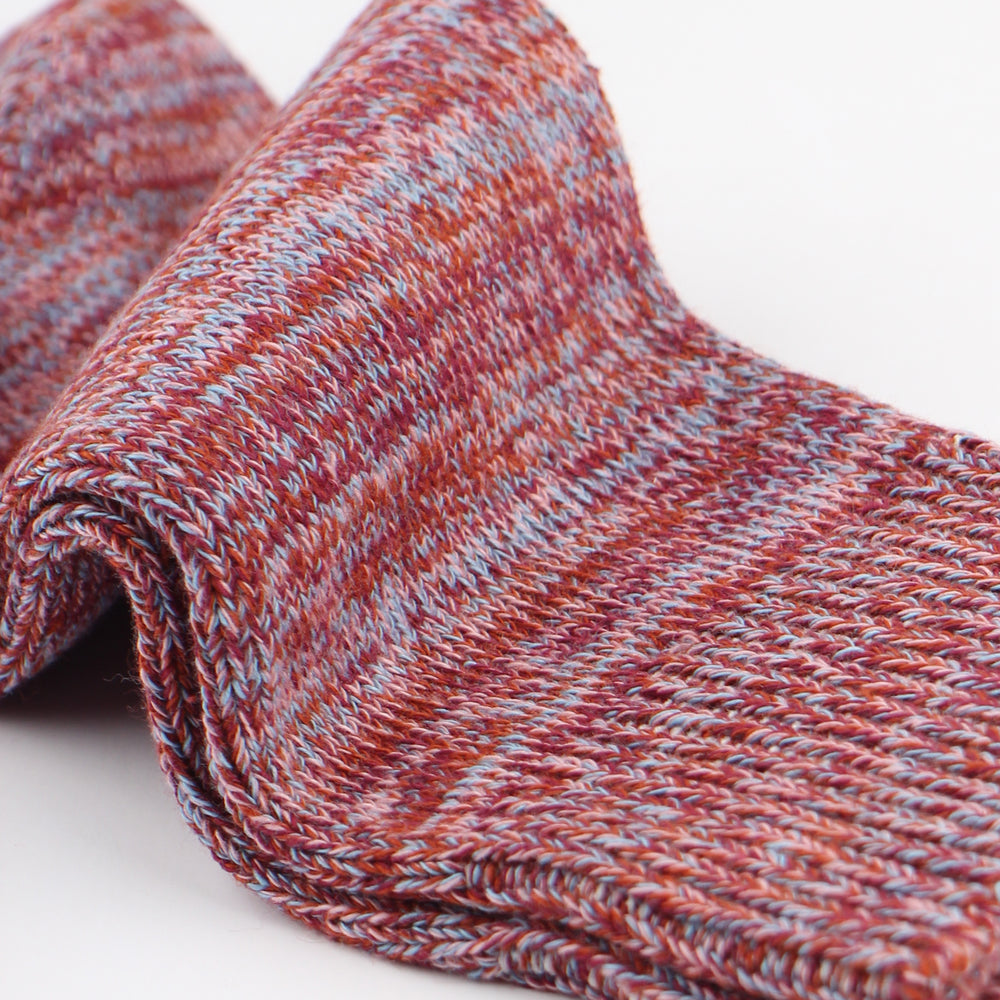 Democratique Socks Relax Chunky Flat Knit Supermelange Red Wine - Pale Skin - Burnt Rust - Palm Springs Blue - Democratique Socks