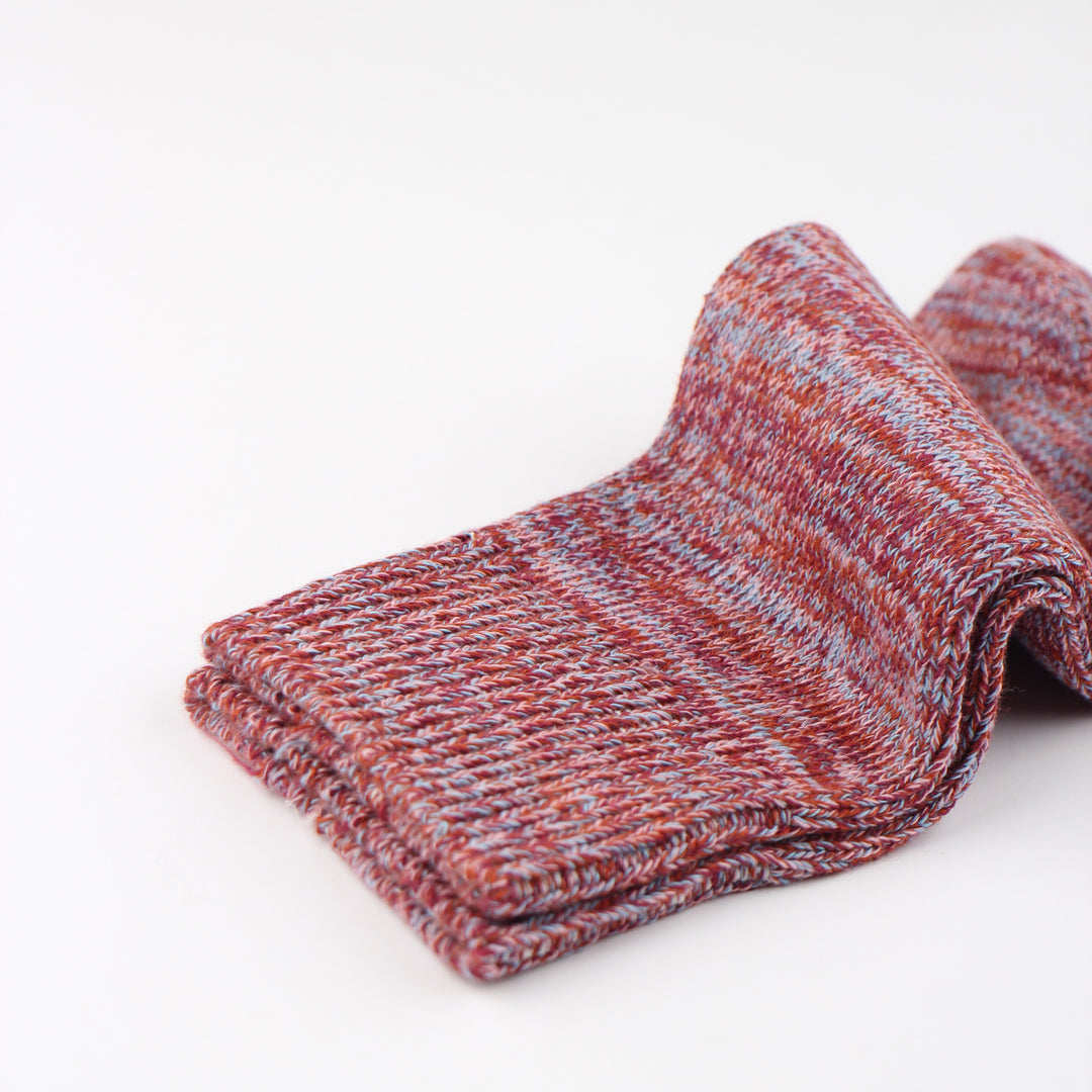 Democratique Socks Relax Chunky Flat Knit Supermelange Red Wine - Pale Skin - Burnt Rust - Palm Springs Blue - Democratique Socks